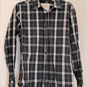 Weatherproof Dark Green, Black and White Casual Button Down Shirt
